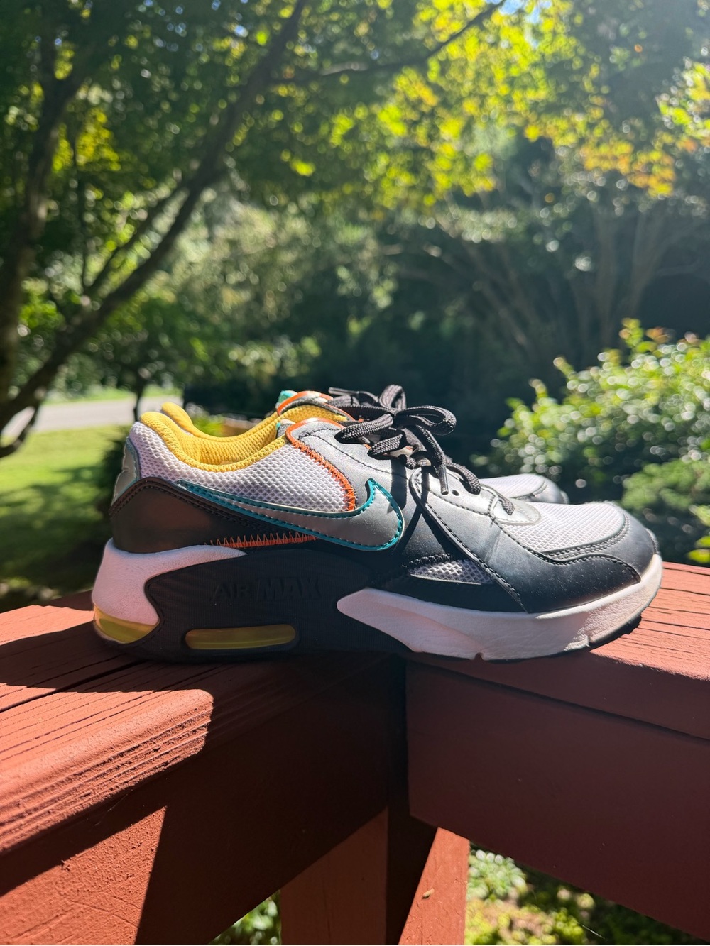 Nike Kids Air Max Sneakers in White, Black, Yellow and Teal